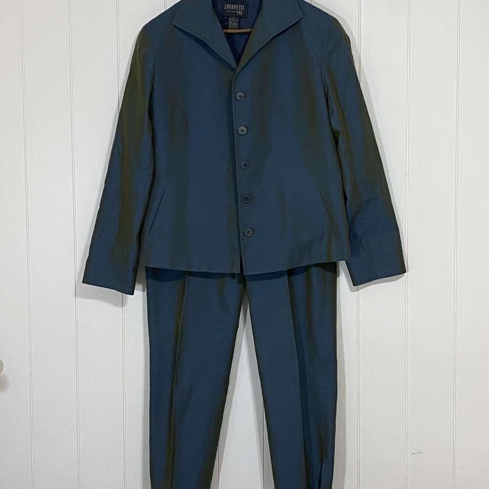 LAFAYETTE 148 New York Vintage Iridescent Silk Blend 2 Piece Suit size 8